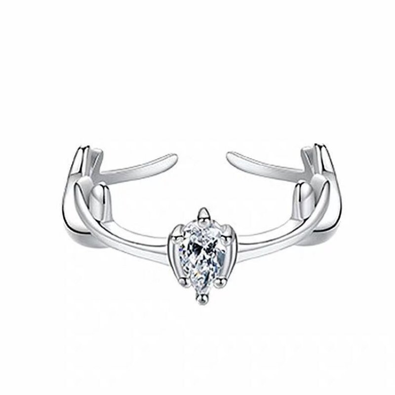 New style antler ring fashion open ring live mouth silver jewelry