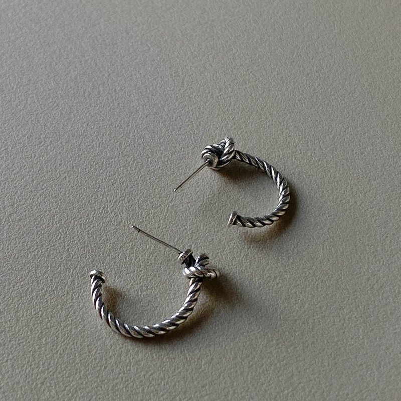 925 sterling silver female earrings earrings temperament twisted rope knotted earrings net red earrings